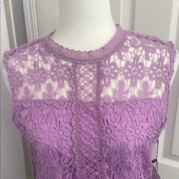Laundry By Shelli Segal Purple Lace Sleeveless Blouse. Fitted Sz S - Picture 2 of 10